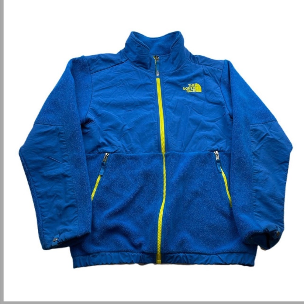 THE NORTH FACE DENALI blue & yellow nylon fleece zip up jacket coat youth large